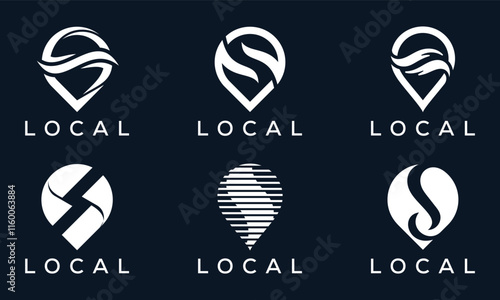 collection of initial letter S local map pin logo design graphic vector