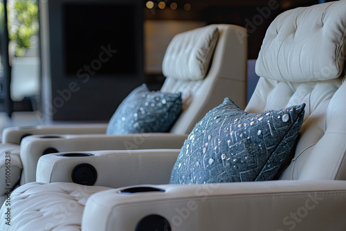 Luxury villa with a home theater and reclining seats