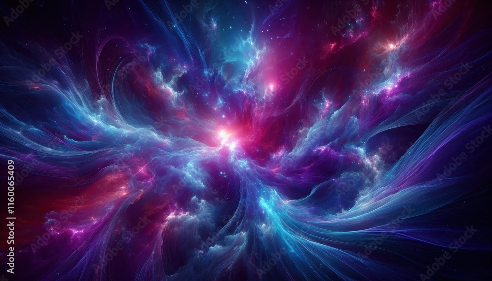 Abstract cosmic swirl, vibrant energy streams, pink and blue light trails, galactic background, starry space, dynamic motion, ethereal glow, celestial phenomenon, digital art, fantasy universe, spiral Abstract cosmic swirl, vibrant energy streams, pink and blue light trails, galactic background, starry space, dynamic motion, ethereal glow, celestial phenomenon, digital art, fantasy universe, spiral