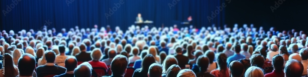 High-resolution image of a large audience viewed from behind, focusing on a formal speech event in a spacious auditorium with amazing details and masterful composition. High-resolution image of a large audience viewed from behind, focusing on a formal speech event in a spacious auditorium with amazing details and masterful composition.