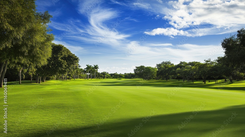 A tranquil scene of a serene golf course, Pristine fairways stretching into the distance, Classic landscape style A tranquil scene of a serene golf course, Pristine fairways stretching into the distance, Classic landscape style