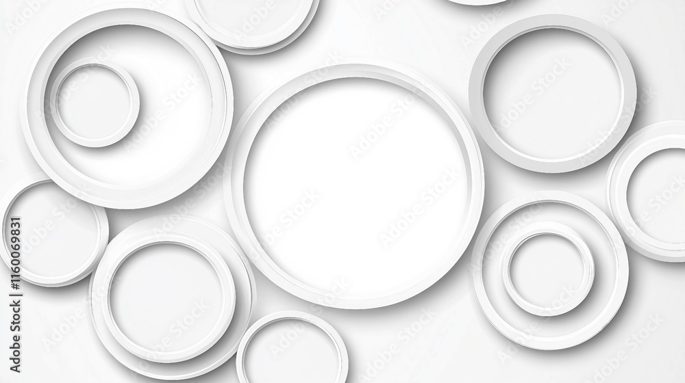 Abstract Composition of White Circular Shapes on Light Background Abstract Composition of White Circular Shapes on Light Background