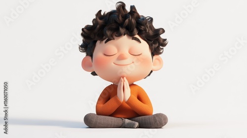 Cartoon Boy Meditating