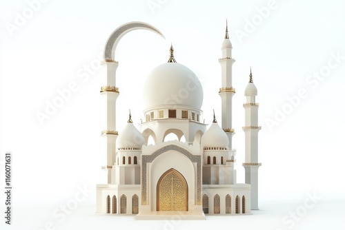Wallpaper Mural 3D Crescent and Mosque Isolated and White Background Torontodigital.ca