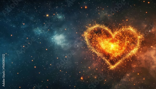 Celestial Heart A Fiery Cosmic Heart Burns Brightly In Space photo