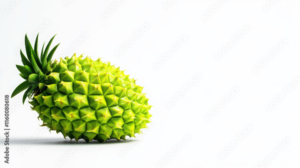 A fresh green pineapple on a plain white background. A fresh green pineapple on a plain white background.