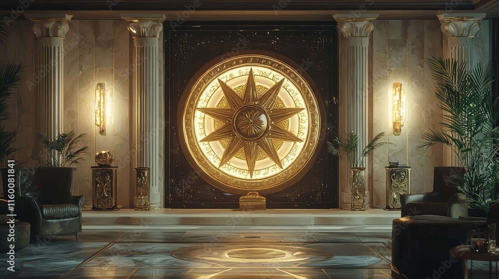 Obraz premium Luxurious interior design with a decorative compass focal point