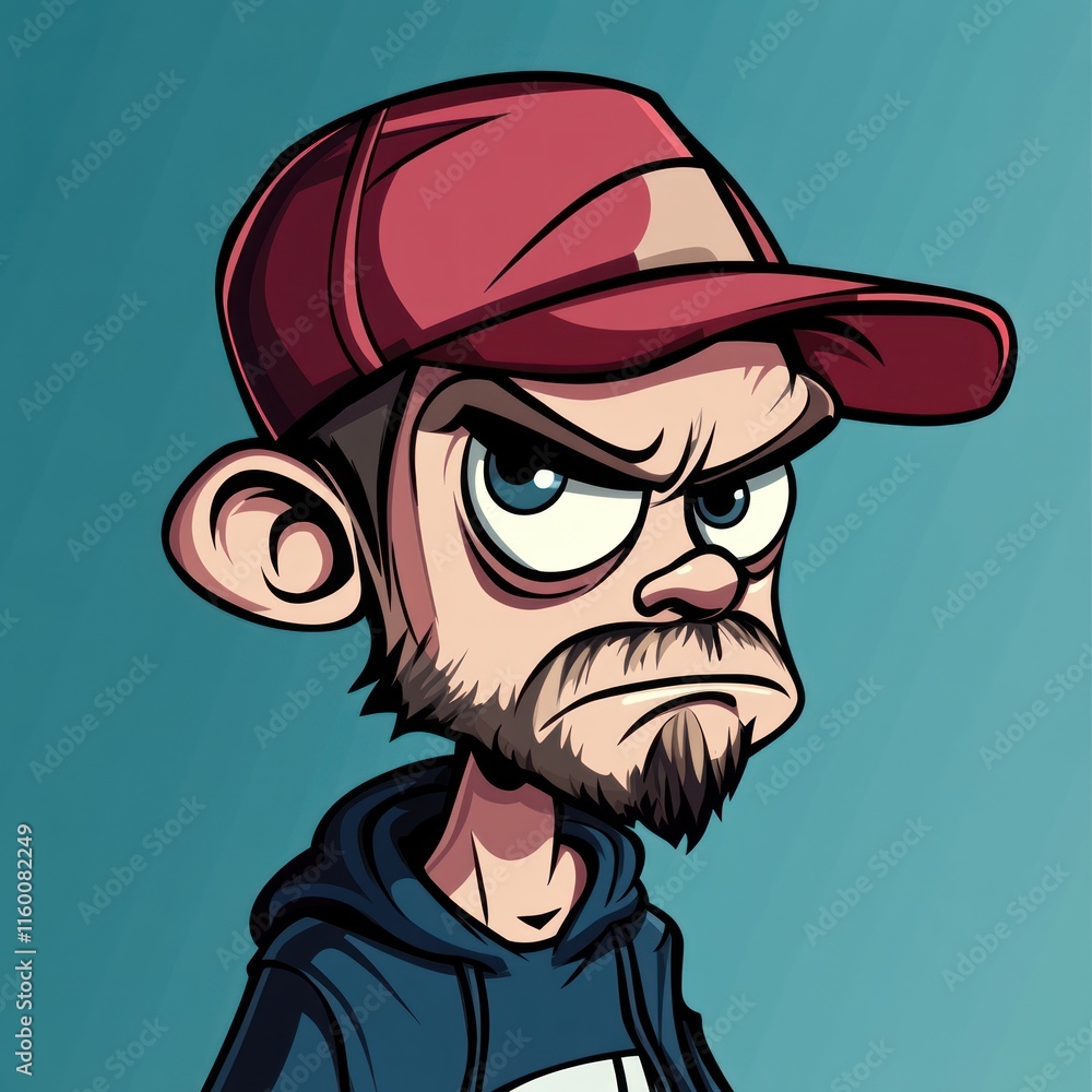 Angry Cartoon Man with Red Cap Angry Cartoon Man with Red Cap