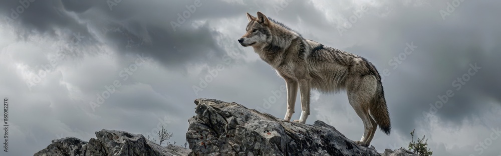 Fototapeta premium Majestic Wolf in the Wilderness. Connection with Nature concept