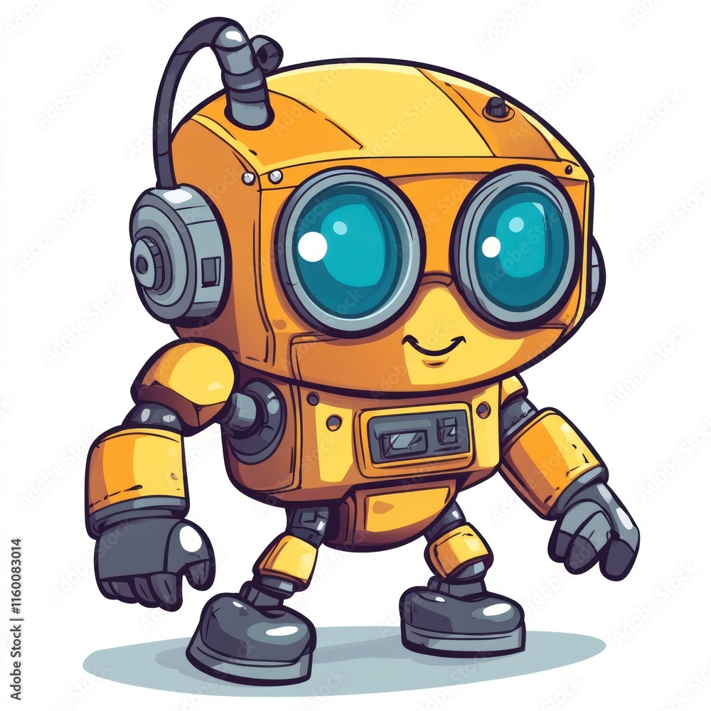 Adorable Yellow Robot Illustration Adorable Yellow Robot Illustration