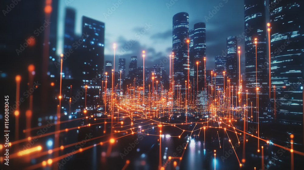 custom made wallpaper toronto digitalabstract professional business team people innovation connection of line from nail node to node on Smart Innovation city with connection cyber security network reciprocity , networking concept