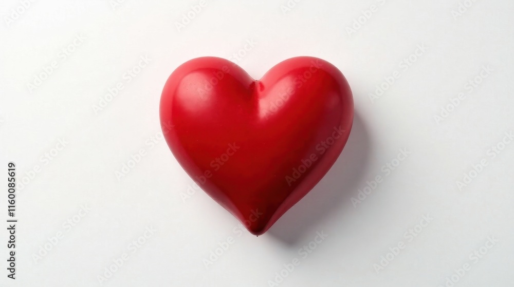 A vibrant red heart-shaped object rests on a plain white background, symbolizing affection and romantic sentiments. A vibrant red heart-shaped object rests on a plain white background, symbolizing affection and romantic sentiments.