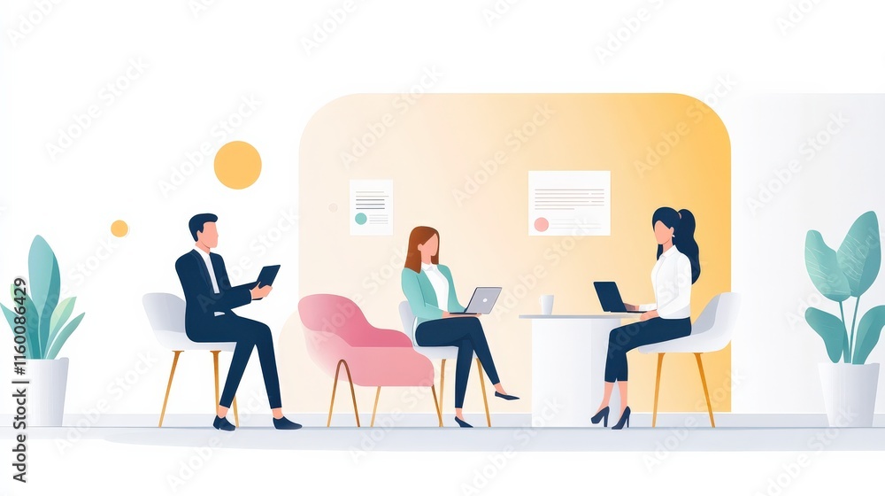Professional Team Collaboration in a Modern Office Environment with Stylish Furniture and Lively Atmosphere for Productive Work Sessions and Meetings Professional Team Collaboration in a Modern Office Environment with Stylish Furniture and Lively Atmosphere for Productive Work Sessions and Meetings
