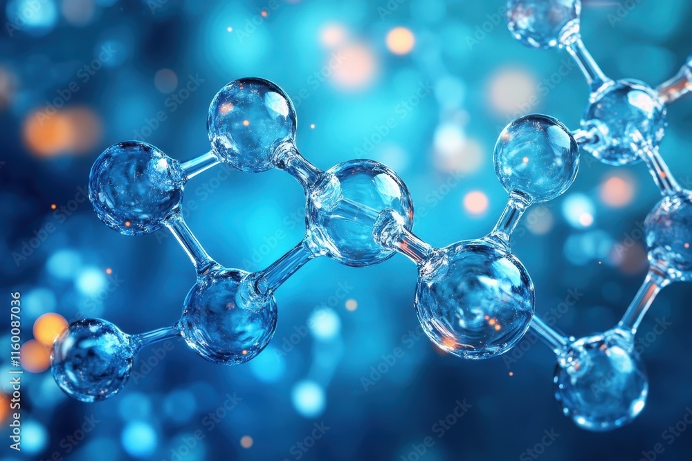 3D render of a molecule, atoms connected. Illustrates science, technology, research concepts. 3D render of a molecule, atoms connected. Illustrates science, technology, research concepts.