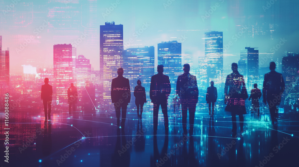 abstract professional business team people innovation connection of line from nail node to node on Smart Innovation city with connection cyber security network reciprocity , networking concept abstract professional business team people innovation connection of line from nail node to node on Smart Innovation city with connection cyber security network reciprocity , networking concept