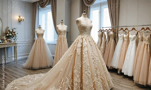 Elegant Bridal Gowns: A Collection of Exquisite Champagne Wedding Dresses photo