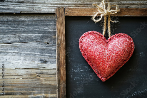 Heart shape on a blackboard, love concept photo