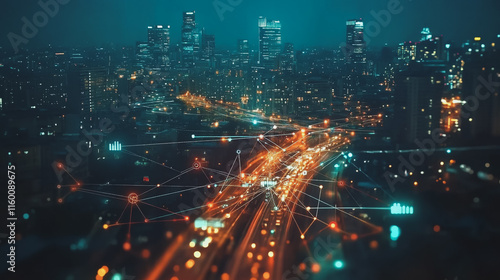 Wallpaper Mural abstract professional business team people innovation connection of line from nail node to node on Smart Innovation city with connection cyber security network reciprocity , networking concept Torontodigital.ca