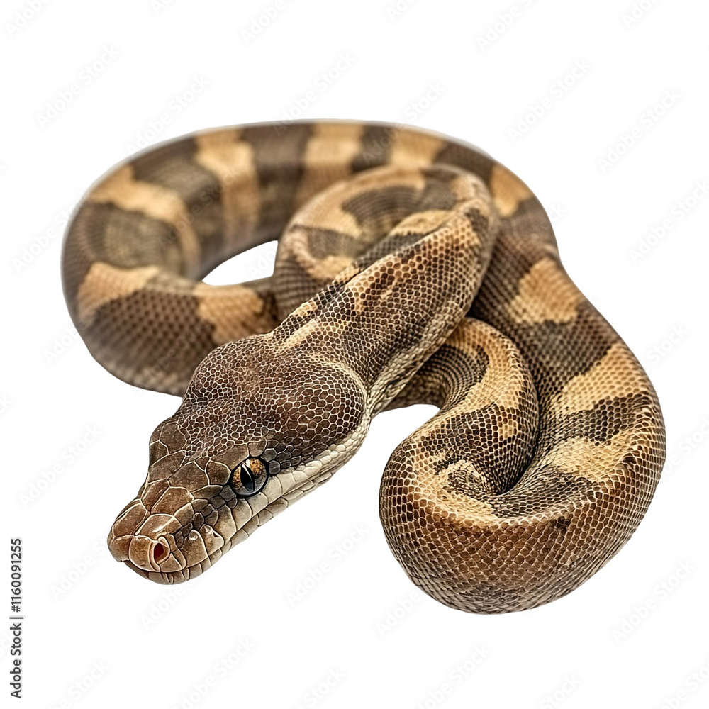 Obraz premium Angled view full body shot of an extremely perfect looking single Jamaican Boa animal isolated on a white transparent background