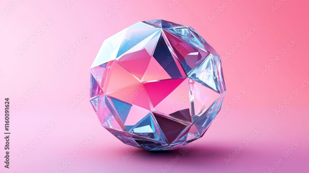 Facetted Gemstone: A Pink and Blue Crystal Sphere Facetted Gemstone: A Pink and Blue Crystal Sphere