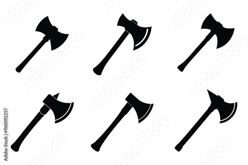 Black flat axe silhouette vector