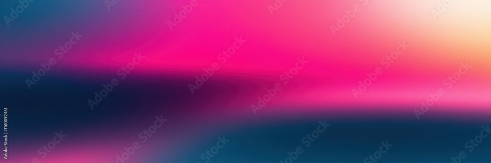 Fototapeta premium Abstract sunset, vibrant gradient, neon pink, electric blue, orange glow, horizon blur, minimalist landscape, digital art, smooth color transition, atmospheric, dreamy, surreal, wide panorama, etherea