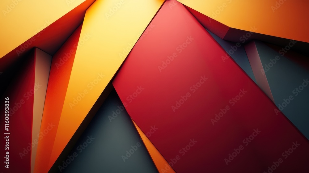 Fototapeta premium Abstract Geometric Shapes: Warm Hues and Sharp Angles