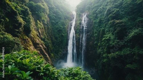 Waterfall Surrounded By Lush Greenery