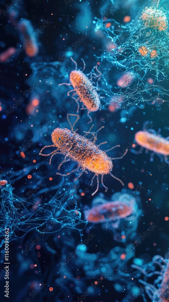 Microscopic View of Colorful Bacteria in Abstract Environment Microscopic View of Colorful Bacteria in Abstract Environment