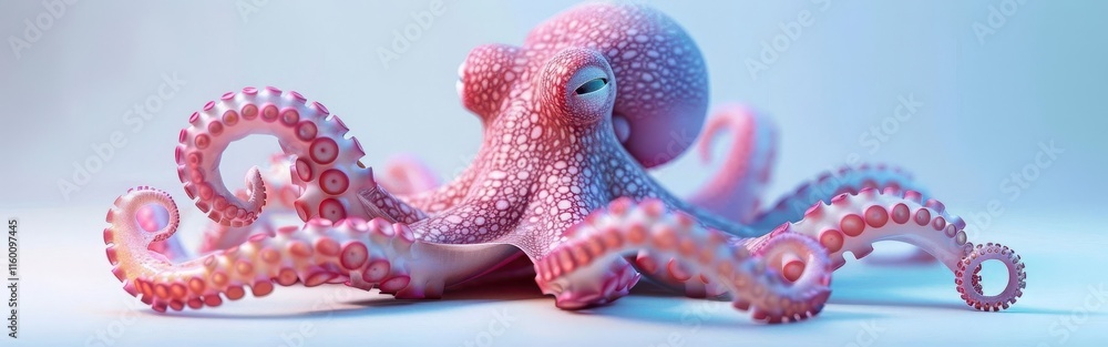 Obraz premium Colorful Octopus Encounter. Underwater Marine Life Exploration concept