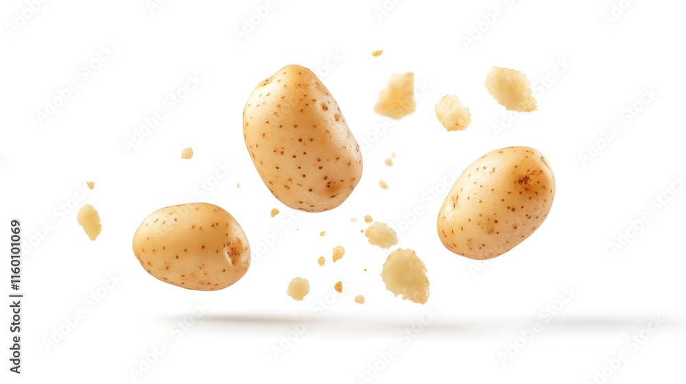 Obraz premium Falling Chinese potato isolated on a white background