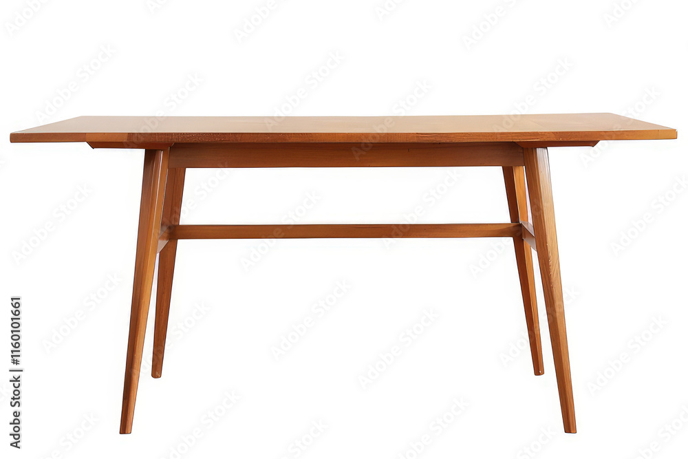 A simple wooden table with clean lines and tapered legs, suitable for dining or work. isolated on white background A simple wooden table with clean lines and tapered legs, suitable for dining or work. isolated on white background