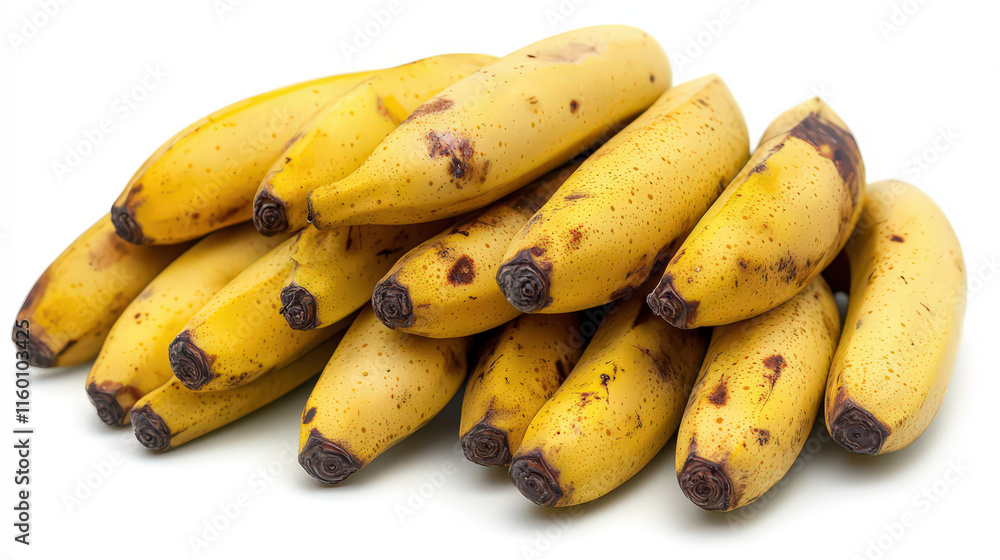 A naturally arranged bunch of ripe bananas, their smooth yellow skins and slight curvature enhancing their freshness. Set against a white background, they appear vibrant and inviting.
A naturally arranged bunch of ripe bananas, their smooth yellow skins and slight curvature enhancing their freshness. Set against a white background, they appear vibrant and inviting.