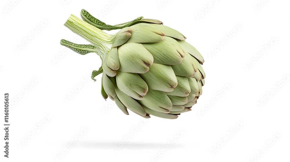 Fototapeta premium Falling Artichoke isolated on a white background