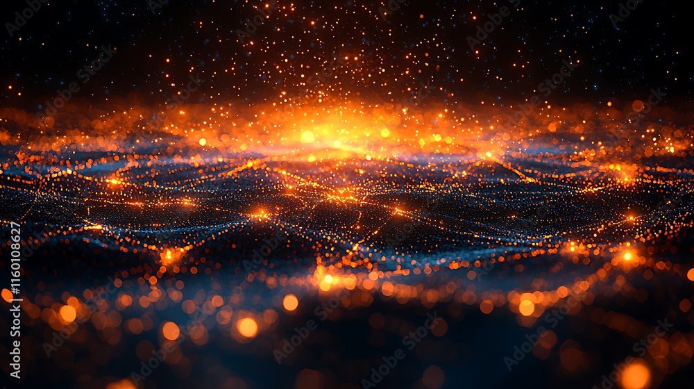 Abstract Orange And Blue Sparkling Lightscape Abstract Orange And Blue Sparkling Lightscape