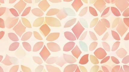 Rideaux Rose clair patrons Soft Pastel Leaf and Diamond Patterns with Gentle Color Transitions  © Kitta Studio