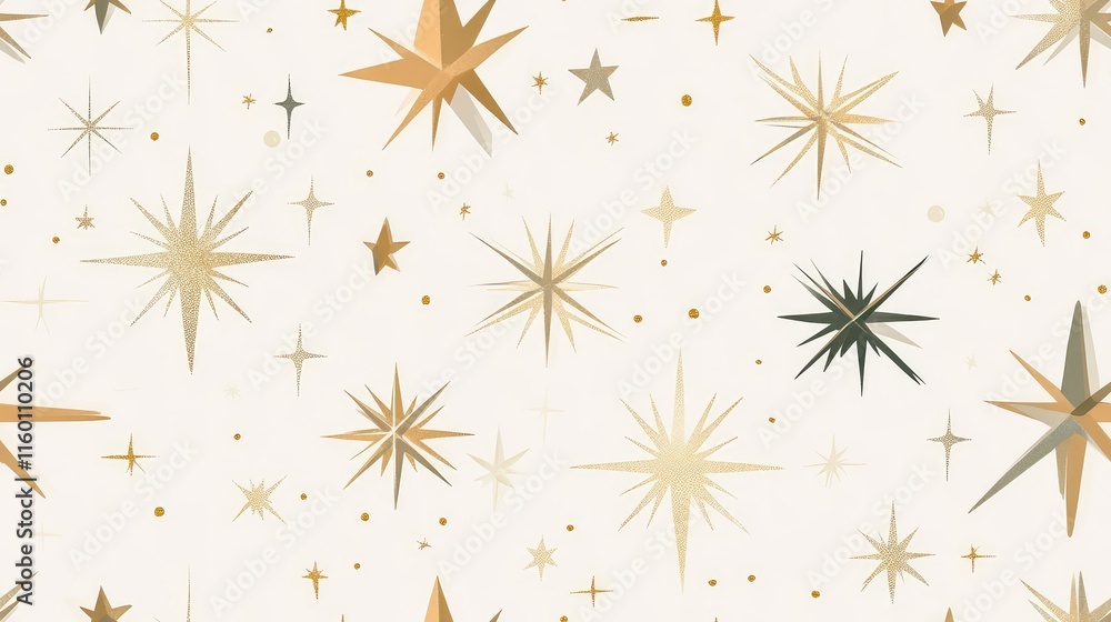 Retro Star Pattern with Various Shapes and Subtle Color Palette Retro Star Pattern with Various Shapes and Subtle Color Palette