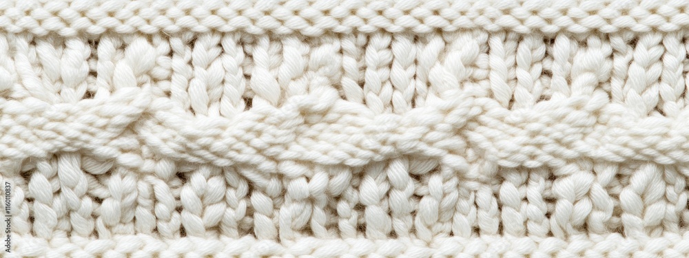 Close-up of off-white chunky knit fabric texture. Close-up of off-white chunky knit fabric texture.