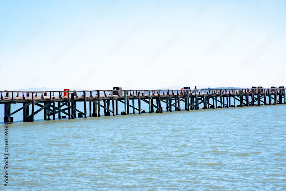 Obraz premium San Francisco Old Pier in the Pacific Ocean