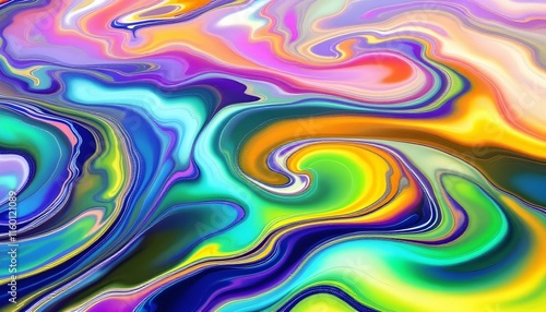 Wallpaper Mural Vibrant abstract swirls of colorful paint in shades of blue, green, orange, and purple. Vibrant abstract swirls background. Torontodigital.ca