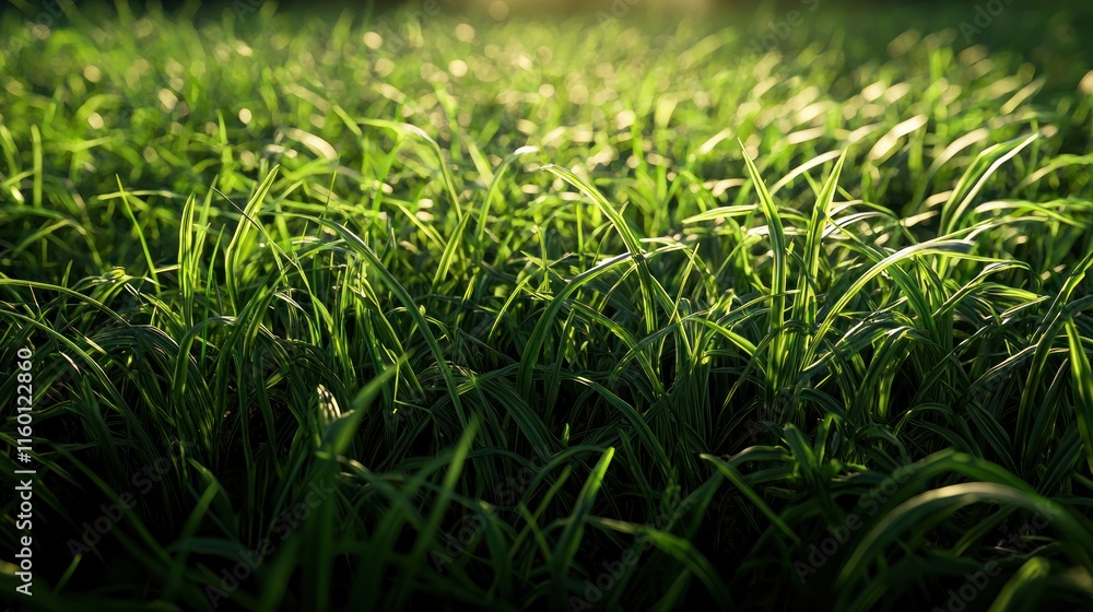Obraz premium Sunlit green grass close-up.
