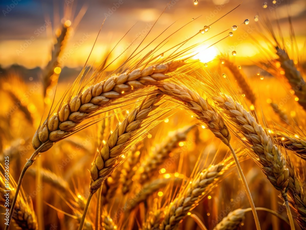 Golden Hour Grain Field Sunrise: Close-Up Photography Golden Hour Grain Field Sunrise: Close-Up Photography