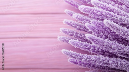 Delicate Lavender Stems on Soft Pink Wooden Background Creating a Serene and Calming Atmosphere for Home Decor or Floral Arrangement Purposes