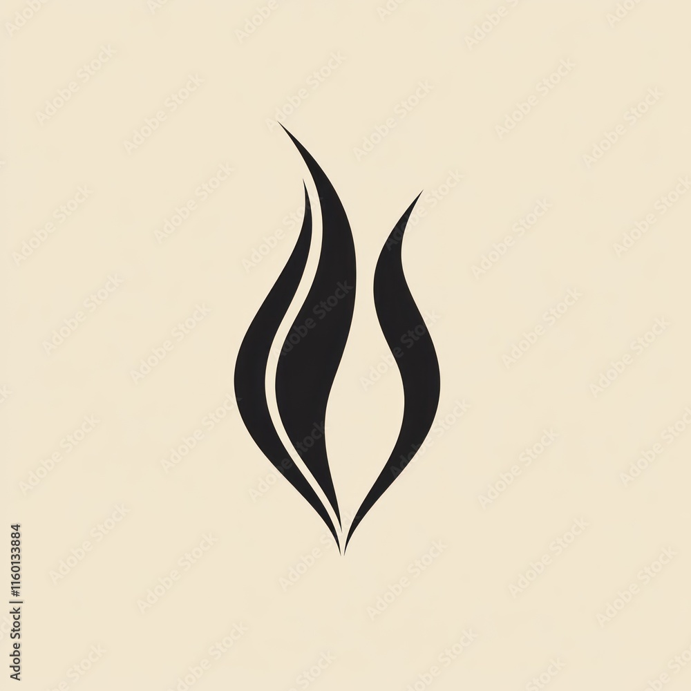 Abstract black flame design on beige background. Abstract black flame design on beige background.