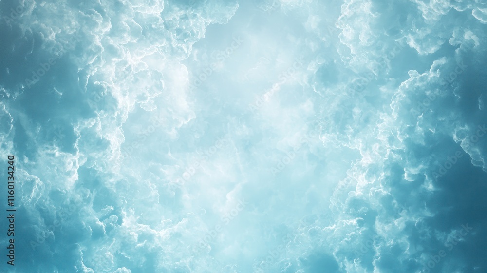 Obraz premium Abstract blue sky with clouds, bright center.