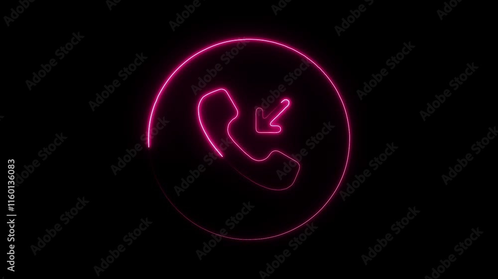 Glowing Neon Incoming Call Icon with User Profile, HD Motion Graphic Animation on Black Background Glowing Neon Incoming Call Icon with User Profile, HD Motion Graphic Animation on Black Background
