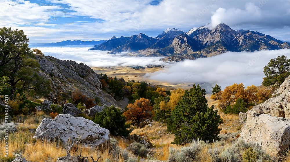 Breathtaking autumn landscape with mountains and clouds rocky mountains nature photography Breathtaking autumn landscape with mountains and clouds rocky mountains nature photography