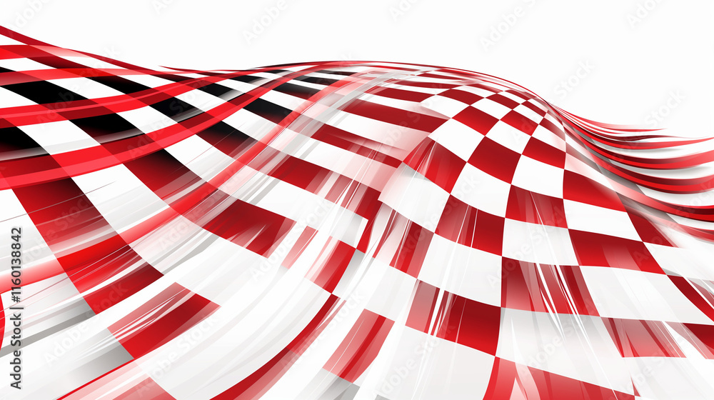 Obraz premium 3d Rendered Racing Finish Checkered Banner Background Hanging With Rope On White Background