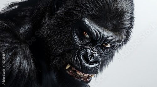 Intense Gorilla Mask Close-up: A Powerful Digital Painting AI Generated photo