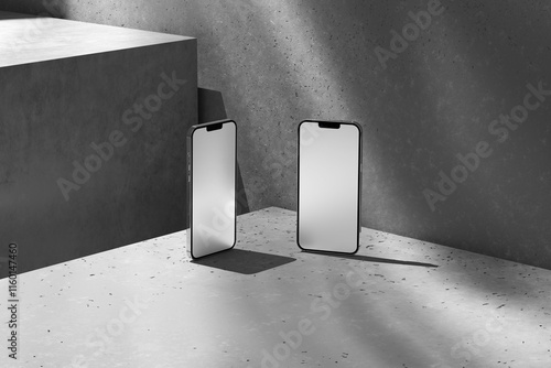 Realistic Smartphone Mockup Template with Elegant Minimal Background

